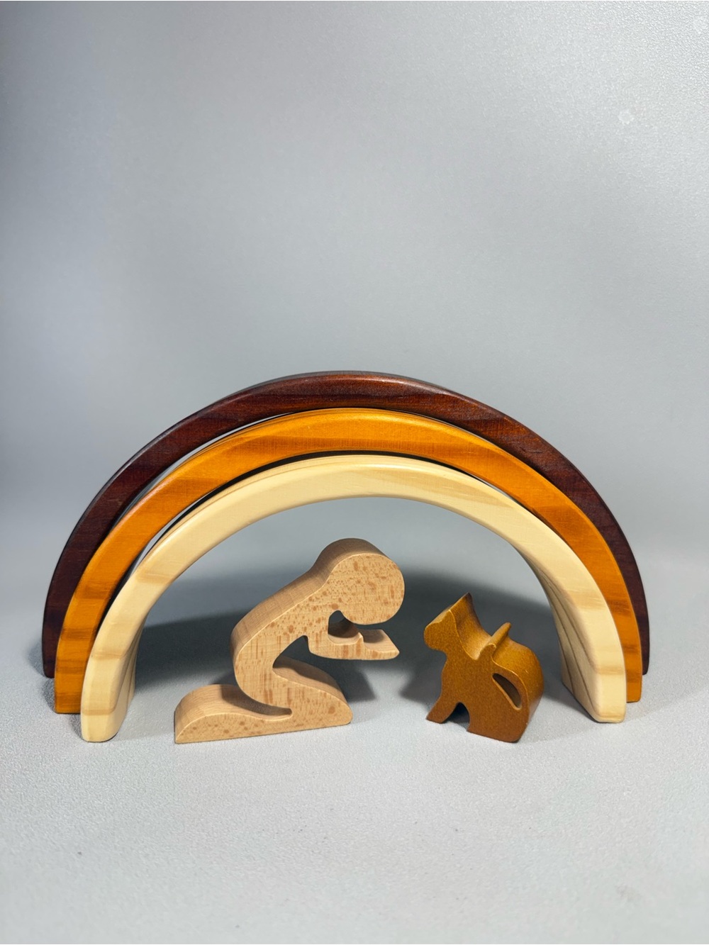 Capti Rainbow Bridge Cat and Human Wood Rainbow 3-D Stack Memorial Art